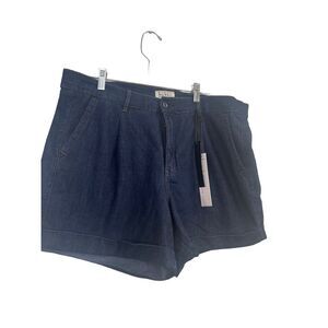 New Nicole Miller Women's Dark Blue High Rise Cuffed Denim Shorts Size 14